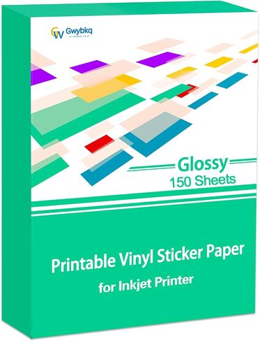 Gwybkq Sticker Paper Printable Vinyl for Inkjet Printer, 50 Sheets Glossy White Waterproof Labels in Kuwait