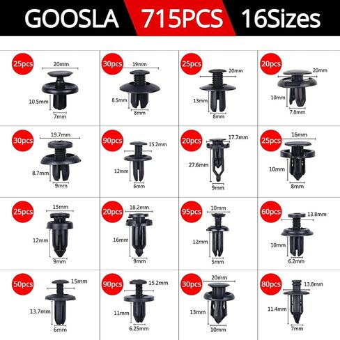760 Pcs Car Push Retainer Clips & Auto Fasteners Assortment-16 Most Popular Sizes Car Door Trim Panel Clips Plastic Push Rivets for Chevy GM Ford Honda Nissan Chrysler in Saudi Arabia