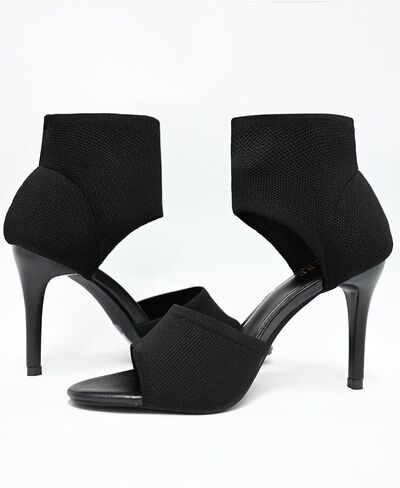 Peep Toe Heels for Women Sexy 3 Inches Stiletto Heeled Sandals for Women Open Toe Wide Stretchy Knit Heel Sandal Booties Slip On Comfortable Dressy Shoes for Prom, Party and Work in Saudi Arabia