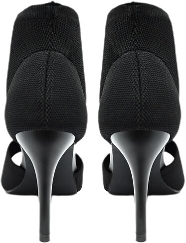 Peep Toe Heels for Women Sexy 3 Inches Stiletto Heeled Sandals for Women Open Toe Wide Stretchy Knit Heel Sandal Booties Slip On Comfortable Dressy Shoes for Prom, Party and Work in Saudi Arabia