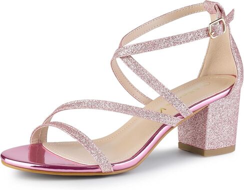 Allegra K Women's Glitter Crisscross Strap Chunky Heels Sandals in Saudi Arabia