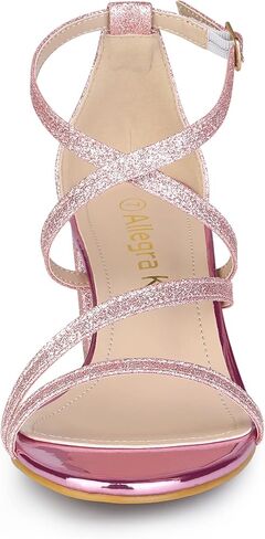 Allegra K Women's Glitter Crisscross Strap Chunky Heels Sandals in Saudi Arabia