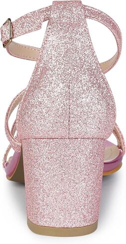 Allegra K Women's Glitter Crisscross Strap Chunky Heels Sandals in Saudi Arabia