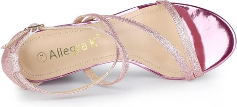 Allegra K Women's Glitter Crisscross Strap Chunky Heels Sandals in Saudi Arabia