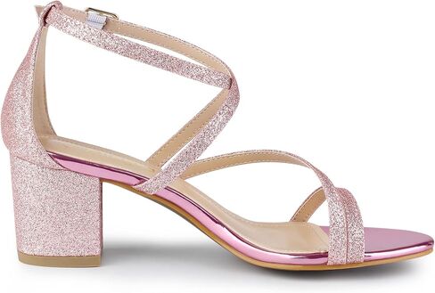 Allegra K Women's Glitter Crisscross Strap Chunky Heels Sandals in Saudi Arabia