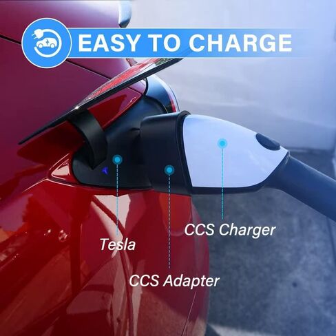 محول شاحن CCS، متوافق مع محول شاحن Tesla Model 3، Y، S، X-CCS. شحن سريع بقدرة تصل إلى 250 كيلو وات يدعم أي محطة شحن سريعة من المستوى 3 مع قابس CCS. in Kuwait