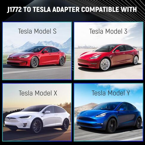 ملحقات محول الشحن Tesla to J1772 - محول شاحن Tesla المحسن 2023 80A / 250V AC مع شحن سريع - متوافق مع طراز Tesla X/Y/3/S in Kuwait