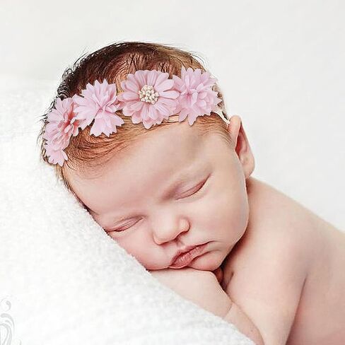 3pcs Baby Girl Floral Headbands Set-Elastic Hair Band Crown Flower Wraps for Newborn Infant Toddler in Saudi Arabia