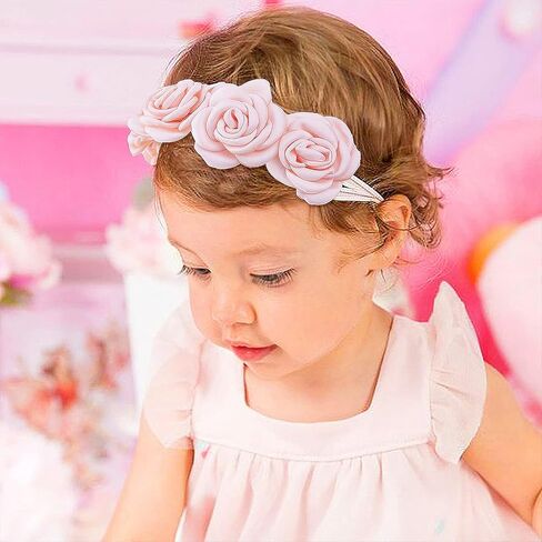 3pcs Baby Girl Floral Headbands Set-Elastic Hair Band Crown Flower Wraps for Newborn Infant Toddler in Kuwait