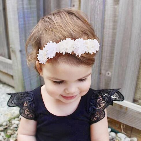 3pcs Baby Girl Floral Headbands Set-Elastic Hair Band Crown Flower Wraps for Newborn Infant Toddler in Kuwait