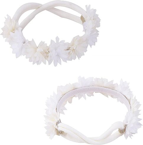3pcs Baby Girl Floral Headbands Set-Elastic Hair Band Crown Flower Wraps for Newborn Infant Toddler in Kuwait