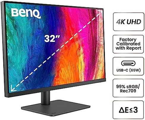 BenQ PD2706QN 27" 2K QHD (2560x1440) Mac-Ready Monitors, IPS, 95% P3, 100% sRGB/Rec.709, Uniformity, 90W USB-C, 100Hz, Factory-Calibrated, Daisy Chain(MST), Anti-Glare Nano Matte, Height Adjustable in Saudi Arabia