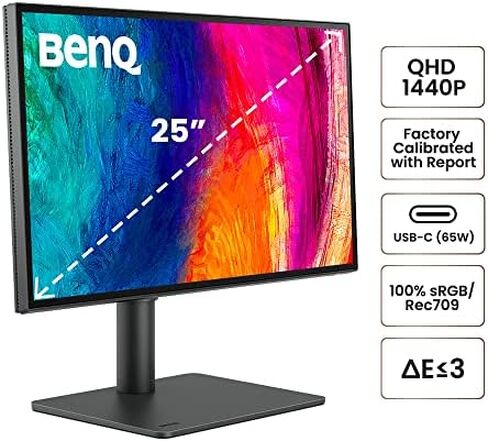 BenQ PD2706QN 27" 2K QHD (2560x1440) Mac-Ready Monitors, IPS, 95% P3, 100% sRGB/Rec.709, Uniformity, 90W USB-C, 100Hz, Factory-Calibrated, Daisy Chain(MST), Anti-Glare Nano Matte, Height Adjustable in Saudi Arabia
