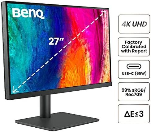 BenQ PD3205U Mac-Ready Monitor 32" 4K UHD 99% Rec.709 & sRGB, IPS, DeltaE ≤3, ICC Sync, Calibration Report, AQCOLOR, Uniformity HotKey Puck Ergonomic DisplayPort, USB-C (90W), USB Hub in Kuwait