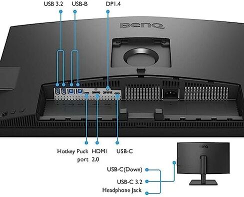 BenQ PD3205U Mac-Ready Monitor 32" 4K UHD 99% Rec.709 & sRGB, IPS, DeltaE ≤3, ICC Sync, Calibration Report, AQCOLOR, Uniformity HotKey Puck Ergonomic DisplayPort, USB-C (90W), USB Hub in Kuwait
