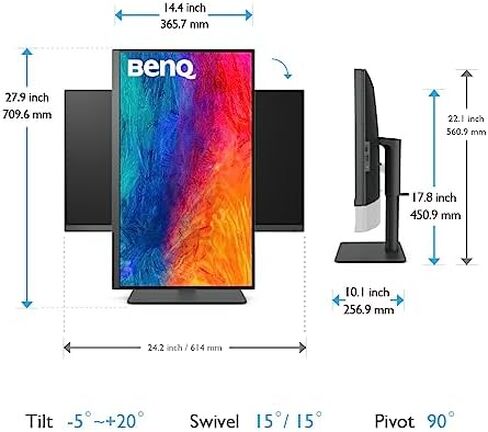 BenQ PD3205U Mac-Ready Monitor 32" 4K UHD 99% Rec.709 & sRGB, IPS, DeltaE ≤3, ICC Sync, Calibration Report, AQCOLOR, Uniformity HotKey Puck Ergonomic DisplayPort, USB-C (90W), USB Hub in Kuwait