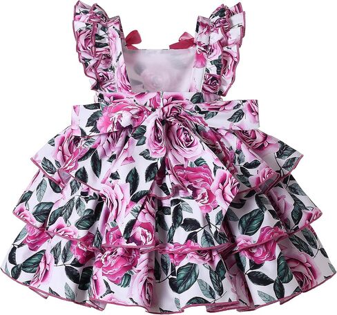 Pettigirl طفل الفتيات الصيف خمر الزهور كشكش الطبقات الملابس المراهقين الحلو حزب مهرجان الزي الفساتين in Kuwait