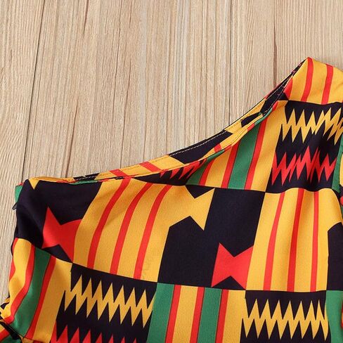 فساتين Dashiki الأفريقية للفتيات الصغيرات، ملابس حفلات بكتف مائل بنمط عرقي للأطفال الصغار in Saudi Arabia