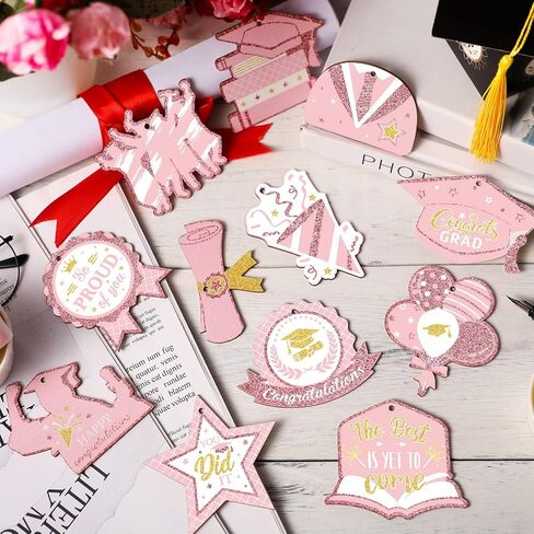 24 Pcs Graduation Ornament Graduations Decorations Wooden Grad Congrats Decorative Hanging Ornaments Graduations Tree Ornaments Pendant for College Senior Graduations Party Supplies(Black Gold) in Saudi Arabia