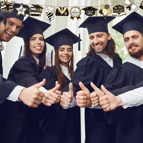 24 Pcs Graduation Ornament Graduations Decorations Wooden Grad Congrats Decorative Hanging Ornaments Graduations Tree Ornaments Pendant for College Senior Graduations Party Supplies(Black Gold) in Saudi Arabia
