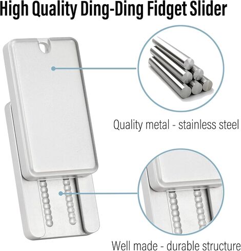 FREELOVE Metal Fidget Slider، ألعاب Ding Ding Fidget للبالغين، كتلة صغيرة ثقيلة، أدوات EDC للدفع الميكانيكي، مسارات كثيفة ونوابض، للرجال والمراهقين الذين يشعرون بالقلق البارد (فضي من الفولاذ المقاوم للصدأ) in Saudi Arabia