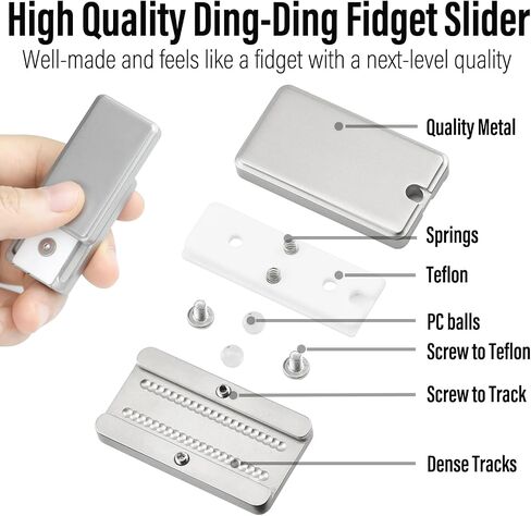 FREELOVE Metal Fidget Slider، ألعاب Ding Ding Fidget للبالغين، كتلة صغيرة ثقيلة، أدوات EDC للدفع الميكانيكي، مسارات كثيفة ونوابض، للرجال والمراهقين الذين يشعرون بالقلق البارد (فضي من الفولاذ المقاوم للصدأ) in Saudi Arabia