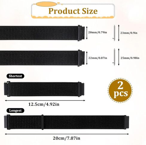 2 Pcs Adjustable Quick Release Nylon Sport Watch Bands with Hook and Loop Fastener Watch Straps for Men and Women (20mm 22mm) in Saudi Arabia