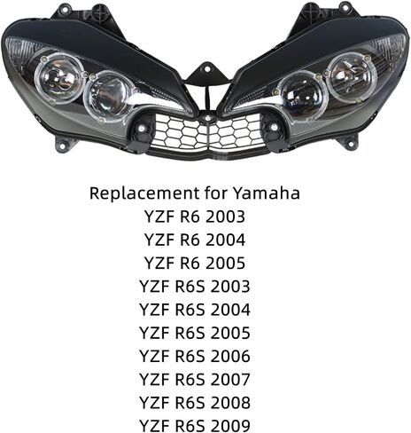 LABLT Motorcycle Headlight Front Headlamp Replacement for Yamaha YZF R6 2003-2005 YZF R6S 2003-2009 in Saudi Arabia