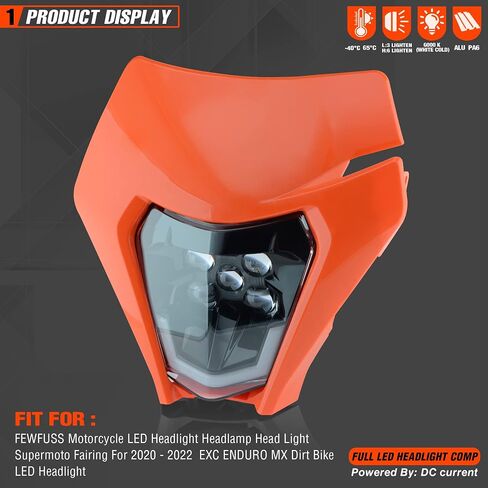 Dirt Bike Led Headlight Motorcycle 2020-2022 Enduro Headlight Kit for EXC EXCF SX SXF XC XCF XCW XCFW (Black-Dual 16) in Saudi Arabia
