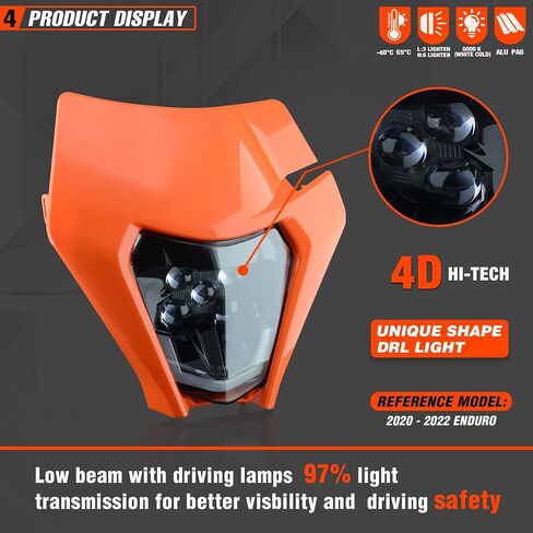 Dirt Bike Led Headlight Motorcycle 2020-2022 Enduro Headlight Kit for EXC EXCF SX SXF XC XCF XCW XCFW (Black-Dual 16) in Saudi Arabia