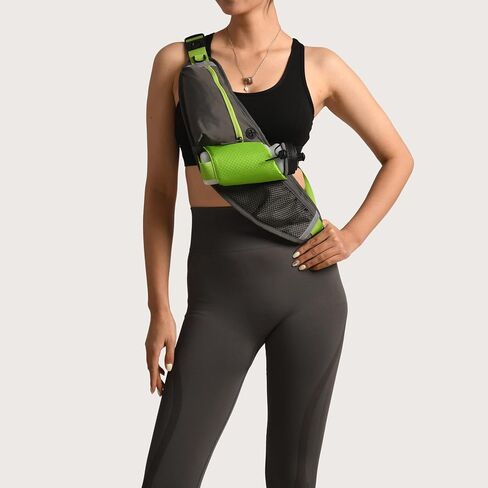 Running Belt with Water Bottle Holder, RUMANLE Waist Bag With Extender for Jogging, Hiking, Cycling, Walking Dog Walker Hydration Fanny Pack, Sport Pouch Phone Carrier for Women and Men - Green in Saudi Arabia