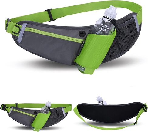 Running Belt with Water Bottle Holder, RUMANLE Waist Bag With Extender for Jogging, Hiking, Cycling, Walking Dog Walker Hydration Fanny Pack, Sport Pouch Phone Carrier for Women and Men - Green in Saudi Arabia