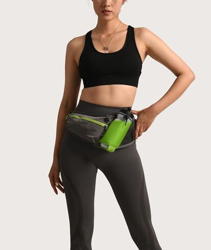 Running Belt with Water Bottle Holder, RUMANLE Waist Bag With Extender for Jogging, Hiking, Cycling, Walking Dog Walker Hydration Fanny Pack, Sport Pouch Phone Carrier for Women and Men - Green in Saudi Arabia