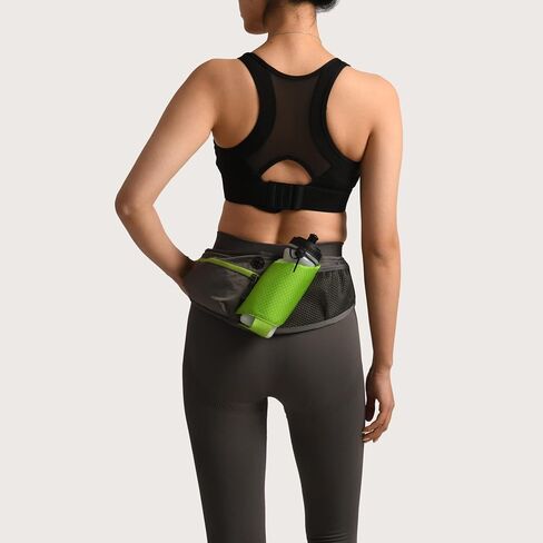 Running Belt with Water Bottle Holder, RUMANLE Waist Bag With Extender for Jogging, Hiking, Cycling, Walking Dog Walker Hydration Fanny Pack, Sport Pouch Phone Carrier for Women and Men - Green in Saudi Arabia