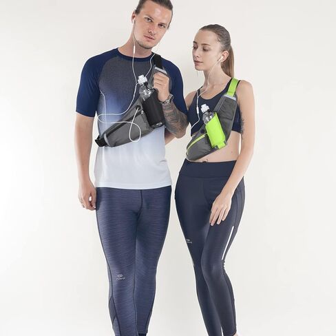 Running Belt with Water Bottle Holder, RUMANLE Waist Bag With Extender for Jogging, Hiking, Cycling, Walking Dog Walker Hydration Fanny Pack, Sport Pouch Phone Carrier for Women and Men - Green in Saudi Arabia