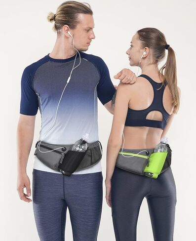 Running Belt with Water Bottle Holder, RUMANLE Waist Bag With Extender for Jogging, Hiking, Cycling, Walking Dog Walker Hydration Fanny Pack, Sport Pouch Phone Carrier for Women and Men - Green in Saudi Arabia