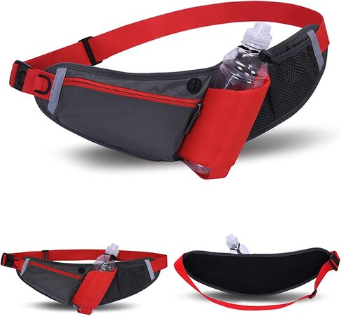 Running Belt with Water Bottle Holder, RUMANLE Waist Bag With Extender for Jogging, Hiking, Cycling, Walking Dog Walker Hydration Fanny Pack, Sport Pouch Phone Carrier for Women and Men - Green in Saudi Arabia