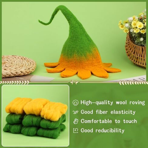 مجموعة التلبيد الرطب، مجموعة التلبيد بالإبرة، صوف متجول 98 جرام، أدوات التلبيد الرطب لإكمال حرفة التلبيد الرطبة على شكل زهرة للتعلم والديكور in Kuwait