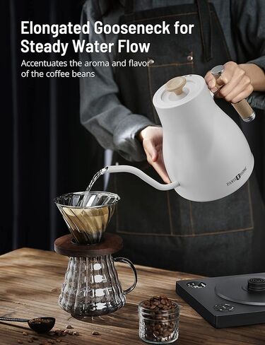 Electric Tea Kettle, Upgraded 1.7L Temperature Control Electric Kettle, 4H Keep Warm Water Boiler with 6 Presets, LED Screen Electric Kettles for Boiling Water, Boil-Dry Protection, BPA Free, White in Kuwait