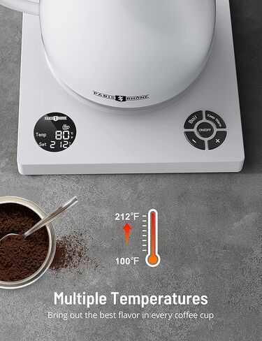 Electric Tea Kettle, Upgraded 1.7L Temperature Control Electric Kettle, 4H Keep Warm Water Boiler with 6 Presets, LED Screen Electric Kettles for Boiling Water, Boil-Dry Protection, BPA Free, White in Kuwait