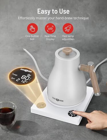 Electric Tea Kettle, Upgraded 1.7L Temperature Control Electric Kettle, 4H Keep Warm Water Boiler with 6 Presets, LED Screen Electric Kettles for Boiling Water, Boil-Dry Protection, BPA Free, White in Kuwait