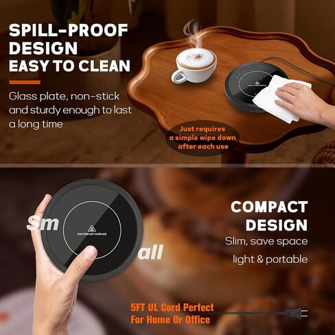 Coffee Mug Warmer for Desk, Smart Cup Heater with Adjustable Temp(105~180°F), 4H Auto Shut-Off, Large Heating Plate Waterproof Electric Beverage Fast Warmer Fit Most Mugs, for Coffee Lover in Saudi Arabia
