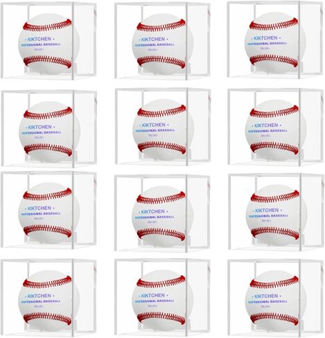12 Pack Baseball Display Case Acrylic Cube Baseball Holder UV Protected Official Baseball Autograph Display Case Memorabilia Display Storage Box for Golf Tennis Billiard in Saudi Arabia