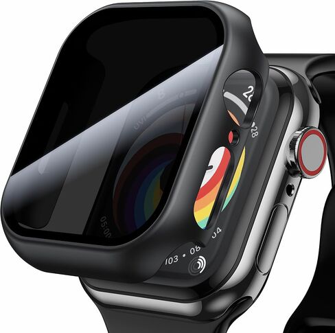 WSKEN 2 Pack Privacy Apple Watch Case 44mm for Series SE2 6 5 4 SE Screen Protector, [26 Degree Anti Spy] [Touch Sensitive] Ultra-Thin Glass Lightweight Cover Bumper for iWatch 6 5 4 SE 44mm,Black in Saudi Arabia