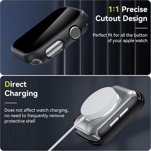 WSKEN 2 Pack Privacy Apple Watch Case 44mm for Series SE2 6 5 4 SE Screen Protector, [26 Degree Anti Spy] [Touch Sensitive] Ultra-Thin Glass Lightweight Cover Bumper for iWatch 6 5 4 SE 44mm,Black in Saudi Arabia