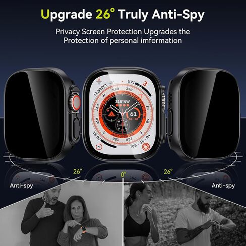 WSKEN 2 Pack Privacy Apple Watch Case 44mm for Series SE2 6 5 4 SE Screen Protector, [26 Degree Anti Spy] [Touch Sensitive] Ultra-Thin Glass Lightweight Cover Bumper for iWatch 6 5 4 SE 44mm,Black in Saudi Arabia