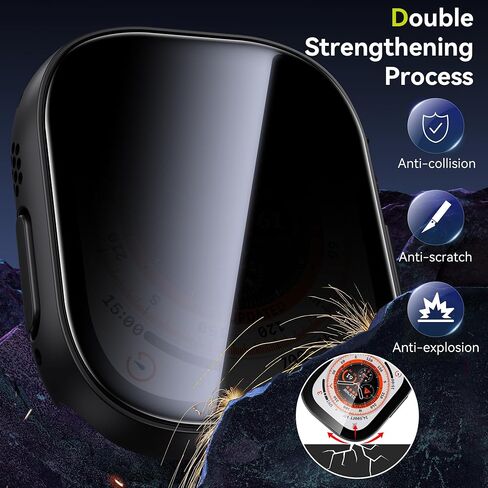 WSKEN 2 Pack Privacy Apple Watch Case 44mm for Series SE2 6 5 4 SE Screen Protector, [26 Degree Anti Spy] [Touch Sensitive] Ultra-Thin Glass Lightweight Cover Bumper for iWatch 6 5 4 SE 44mm,Black in Saudi Arabia
