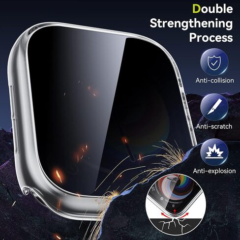 WSKEN 2 Pack Privacy Apple Watch Case 44mm for Series SE2 6 5 4 SE Screen Protector, [26 Degree Anti Spy] [Touch Sensitive] Ultra-Thin Glass Lightweight Cover Bumper for iWatch 6 5 4 SE 44mm,Black in Saudi Arabia