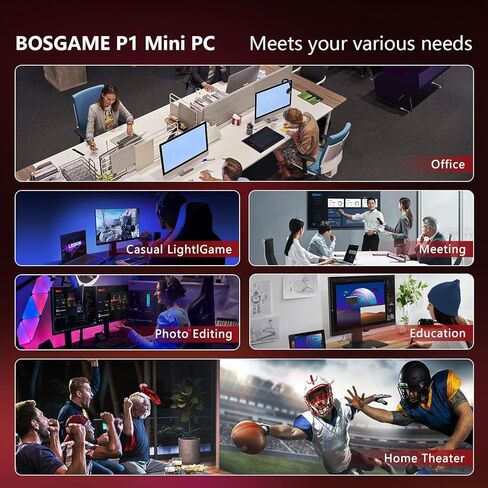 Mini PC P1، Ryzen 7 5700U 8C/16T (حتى 4.3 جيجا هرتز) أجهزة كمبيوتر صغيرة، 32 جيجا DDR4 1 تيرابايت NVMe SSD Windows 11 Pro Mini Gaming PC، منافذ HDMI وUSB-C مزدوجة تدعم شاشة ثلاثية 4K، Wi-Fi6E/2.5G LAN in Kuwait