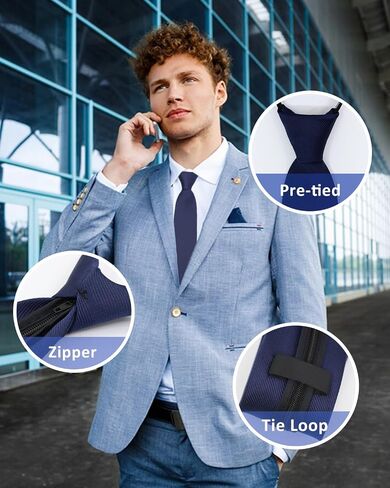 Black Ties for Men, Pre-Tied Adjustable Zipper Tie, 3.15" Solid Color Mens Neckties for Graduation Gifts in Kuwait